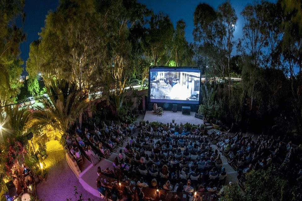 open air cinema, greece, 